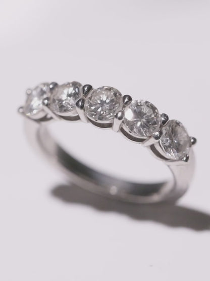 5粒ダイヤモンド ラウンドリング 1.25ct